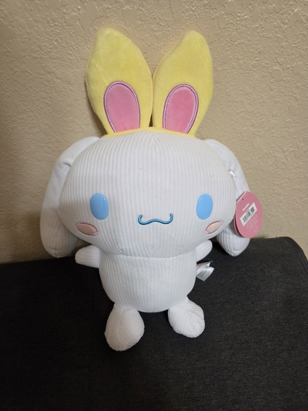 White Bunny Plush with Yellow & Pink Ears